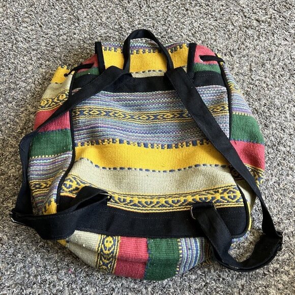Tapestry Backpack Thick Multicolor Aztec Hippie Boho Drawstring main image 5